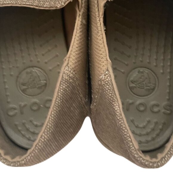 Crocs Santa Cruz II Loafers Youth Size J1 Unisex Khaki Slip on Shoes - Picture 9 of 10